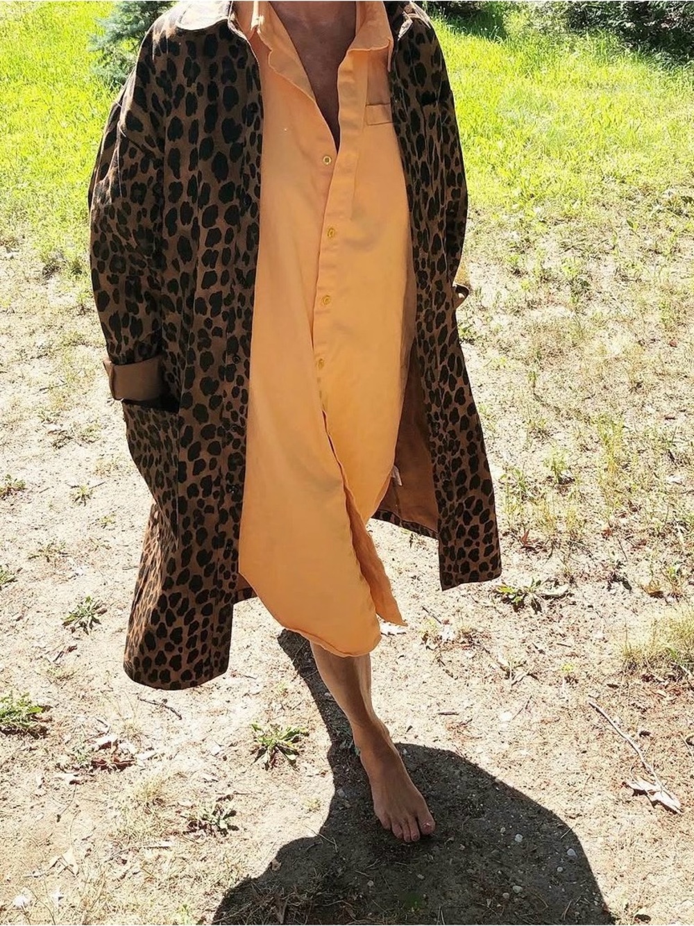 NWOT REDSKY Leopard Chore Coat
Heavy Cotton Jacket Dress 
One Size (up to 18)